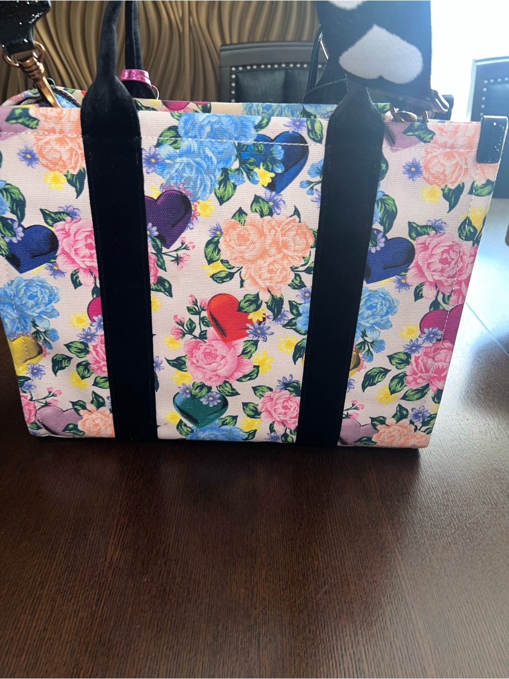 Kurt Geiger Floral Love Tote Bag with Heart Charm - Multi NWT - Picture 4 of 7